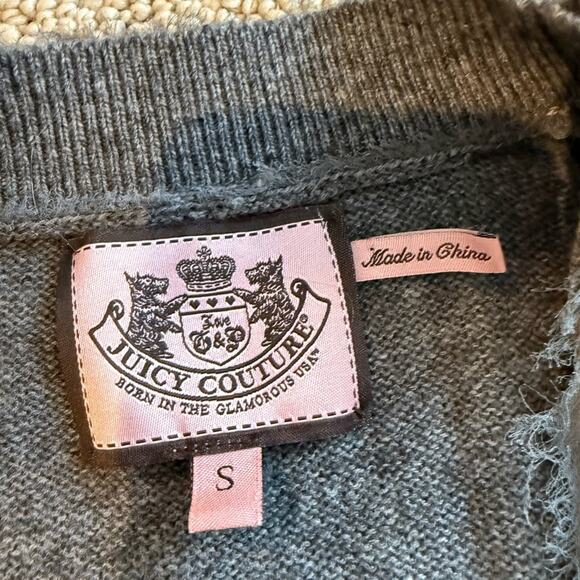 Juicy Couture Wool Cashmere Blend Grey Cardigan Size Small Button Cozy Comfy - Picture 4 of 7